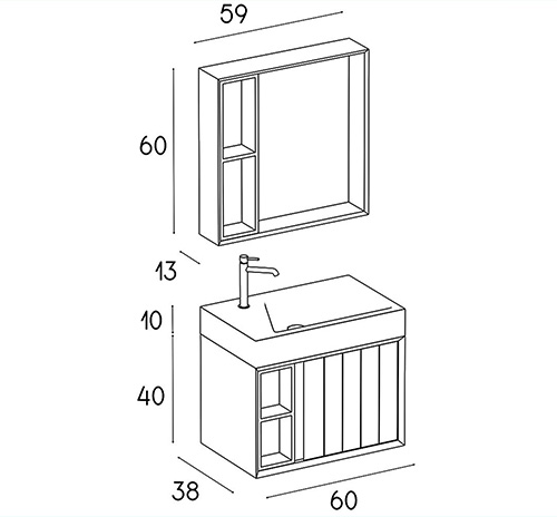 PVC vanity cabinet model D-1047